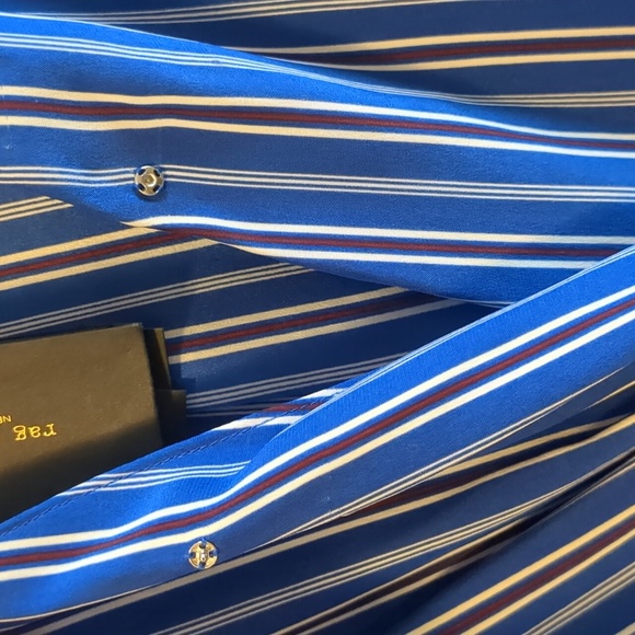 RAG & BONE Silk Felix Stripe Silk Blouse with Popover Waist Tie - S - Picture 8 of 8